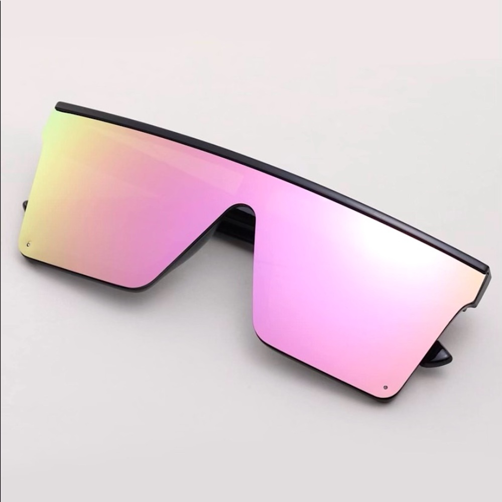 Oversized Square Flat Top Mirror Sunglasses